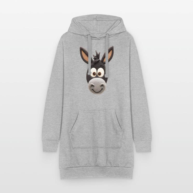 Tête de dessin animé drôle d’âne - Conception d’animaux mignons Sweat-shirt à capuche long Femme