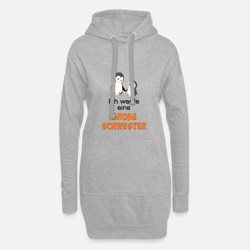 Ich werde eine große Schwester - Hoodie-Kleid - Grau meliert