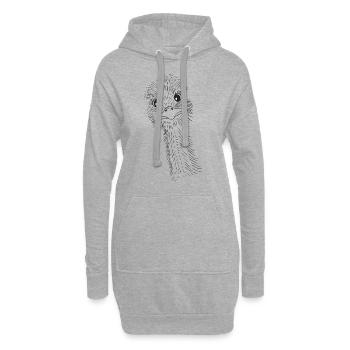 Strauß Vogel lustig süß Zoo Tiere Kopf - Hoodie-Kleid - Grau meliert - Vorne