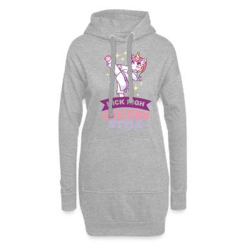 Einhorn Karaté arts martiaux enfants - Sweat-shirt à capuche long Femme - gris chiné - Devant