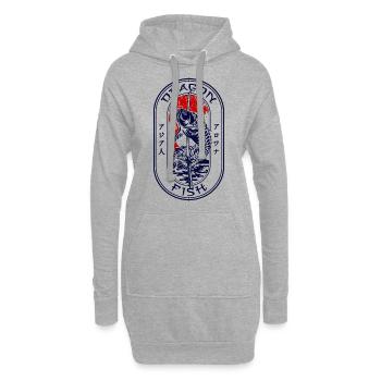 Arowana Japonais Dragon Poisson Monstre Gardien de Poisson - Sweat-shirt à capuche long Femme - gris chiné - Devant