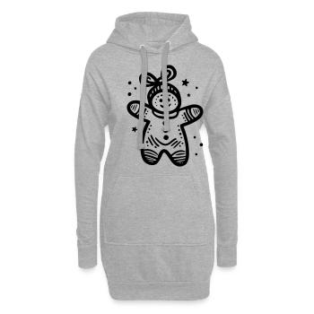Lebkuchenmännchen - Hoodie-Kleid - Grau meliert - Vorne