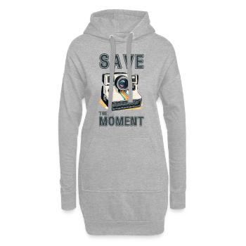 Save the moment. Retro camera. - Hoodie Dress - heather grey - Front