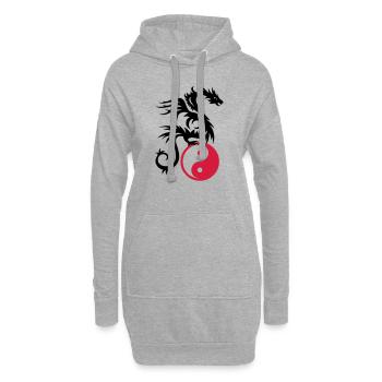 Drachen DRAKO | Yin & Yang - Hoodie-Kleid - Grau meliert - Vorne