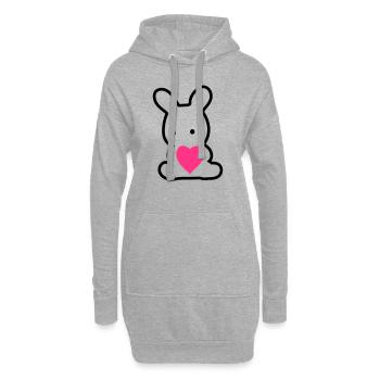 Valentinstag Hase - Hoodie-Kleid - Grau meliert - Vorne