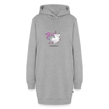 Licorne / Licorne - grasse et heureuse - Sweat-shirt à capuche long Femme - gris chiné - Devant