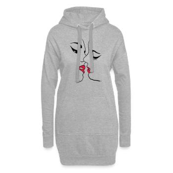 Lesbienne - Sweat-shirt à capuche long Femme - gris chiné - Devant