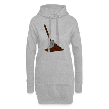 pelle, trou, tas, pelle, creuser, pelle, pioche, p - Sweat-shirt à capuche long Femme - gris chiné - Devant