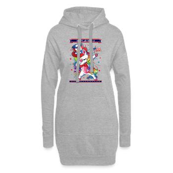 Dabbing Unicorn 4 juillet Drapeau américain - Sweat-shirt à capuche long Femme - gris chiné - Devant