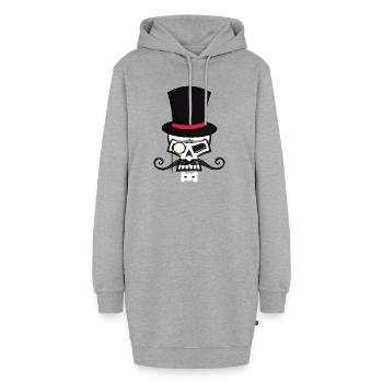 Skullheadwith beard and hat - Hoodie-Kleid - Grau meliert - Vorne