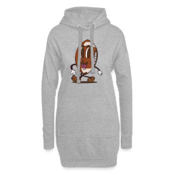 funky football américain dessin animé visage marchant rétro - Sweat-shirt à capuche long Femme - gris chiné - Devant