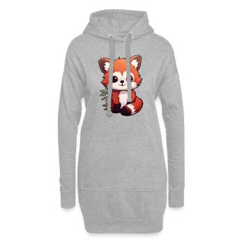 Roter Panda kleiner Panda - Hoodie-Kleid - Grau meliert - Vorne