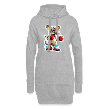 Känguru / Tier / Australien / Beuteltier / Outback - Hoodie-Kleid - Grau meliert - Vorne