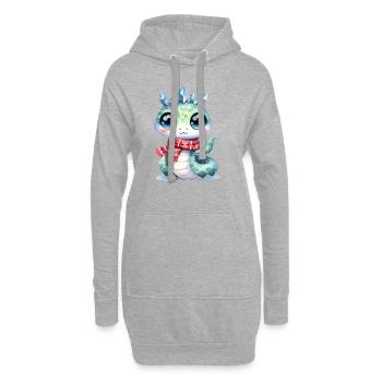Serpent mignon avec Couronne de cristal de glace - Sweat-shirt à capuche long Femme - gris chiné - Devant