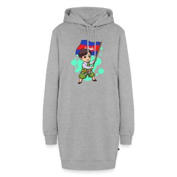 Temple du Cambodge Khmer Vintage drapeau je cadeau - Sweat-shirt à capuche long Femme - gris chiné - Devant