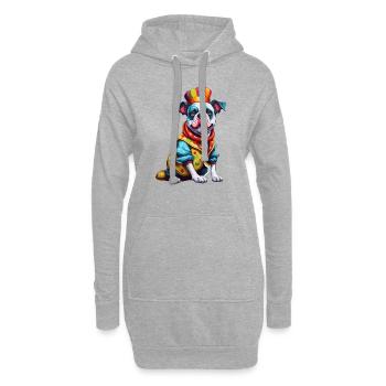 Clown Animal / Cirque / Drôle / Coloré / Spectacle / Chien - Sweat-shirt à capuche long Femme - gris chiné - Devant
