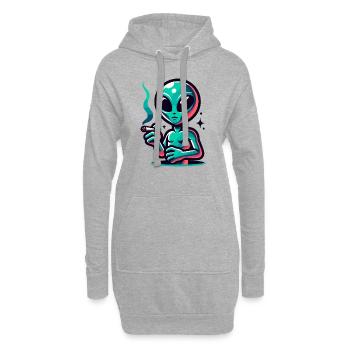 Alien mit Joint Zigarette rauchen - Hoodie-Kleid - Grau meliert - Vorne