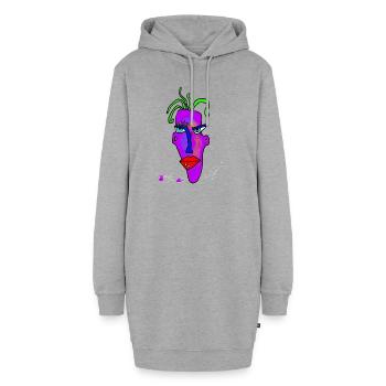 Maske neon - Hoodie-Kleid - Grau meliert - Vorne