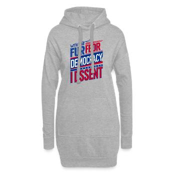 Aus Angst um unsere Demokratie widerspreche ich - Hoodie-Kleid - Grau meliert - Vorne