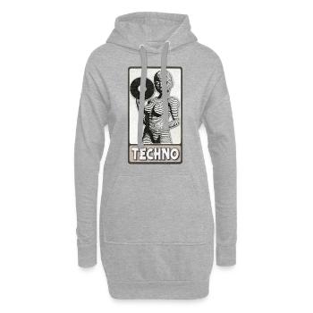 Sexy Frau DJ mit einer Vinylplatte in der Hand. - Hoodie-Kleid - Grau meliert - Vorne