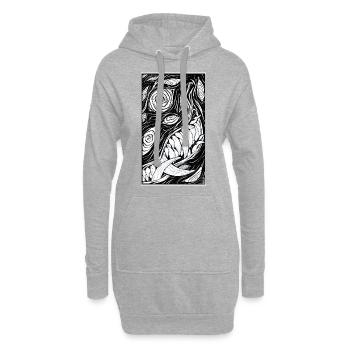 Dämonenfuchs - Hoodie-Kleid - Grau meliert - Vorne