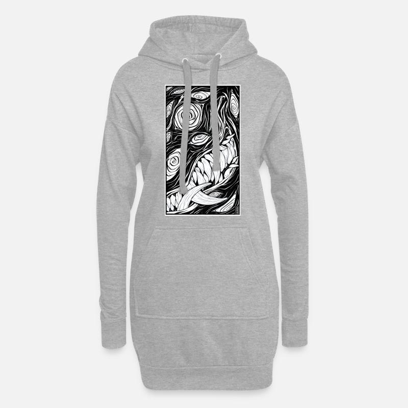 Dämonenfuchs - Hoodie-Kleid - Grau meliert