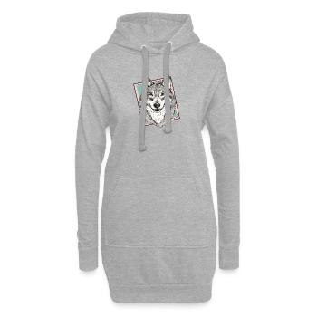 Wölfe Weisheit - Hoodie-Kleid - Grau meliert - Vorne