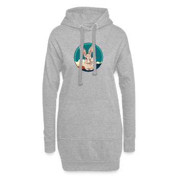 Hase Osterhase Hasenzahn - Hoodie-Kleid - Grau meliert - Vorne