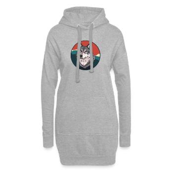 Wolf Vollmond Wölfe - Hoodie-Kleid - Grau meliert - Vorne