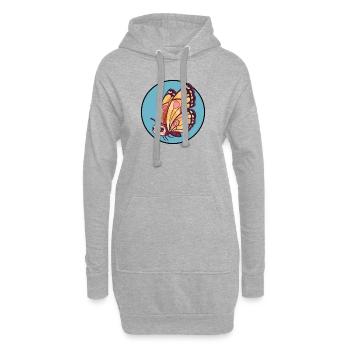 Animaux papillons - Sweat-shirt à capuche long Femme - gris chiné - Devant