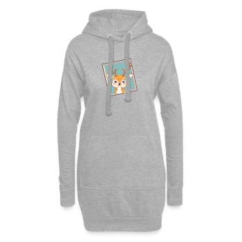 Hirschgeweih Reh - Hoodie-Kleid - Grau meliert - Vorne