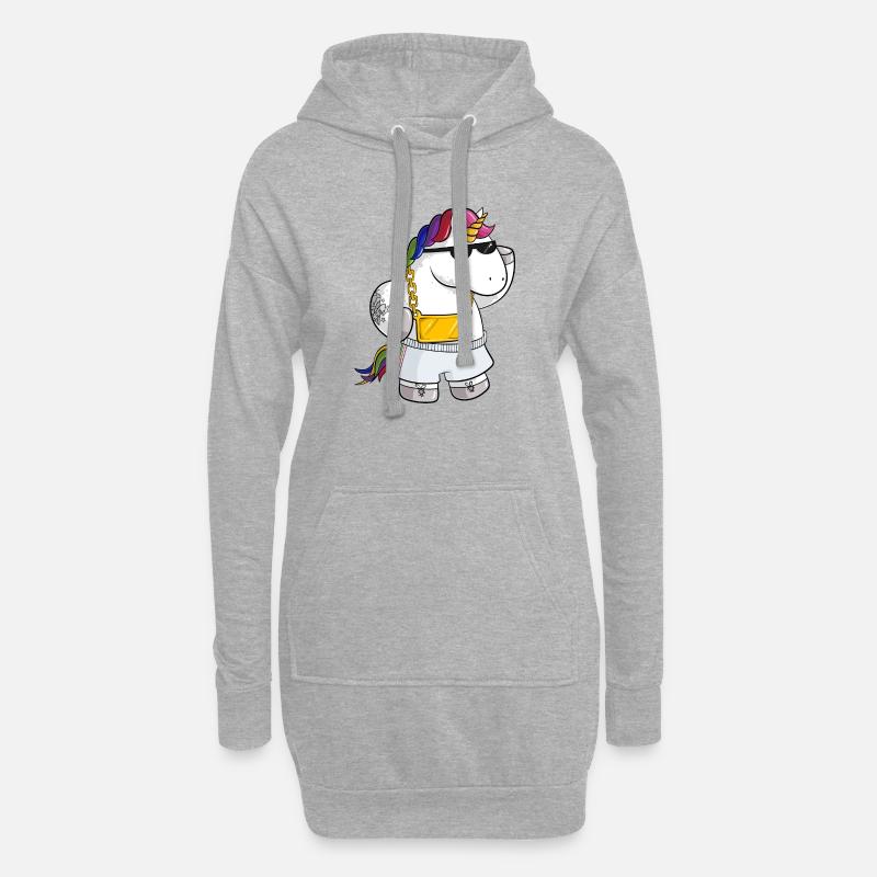 Unique Comic Einhorn - Hoodie-Kleid - Grau meliert