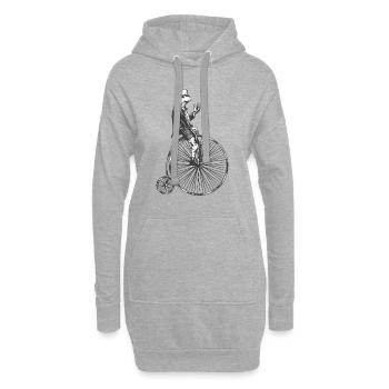 Gentleman Frosch auf Hochrad - Hoodie-Kleid - Grau meliert - Vorne