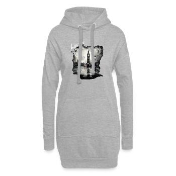 Londres, Big Ben, Angleterre - Sweat-shirt à capuche long Femme - gris chiné - Devant