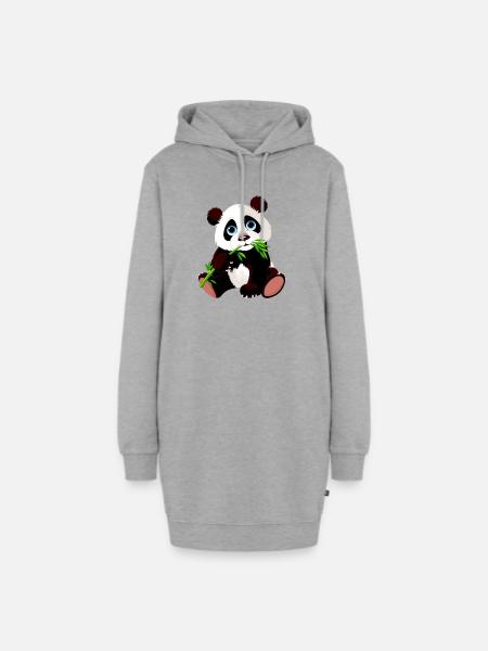 panda - Hoodie-Kleid - Grau meliert