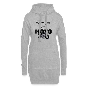 J'peux pas j'ai moto. Humour sur la moto - Sweat-shirt à capuche long Femme - gris chiné - Devant