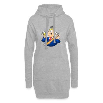 Cartoon Monarch mit Bier und Krone - Hoodie-Kleid - Grau meliert - Vorne
