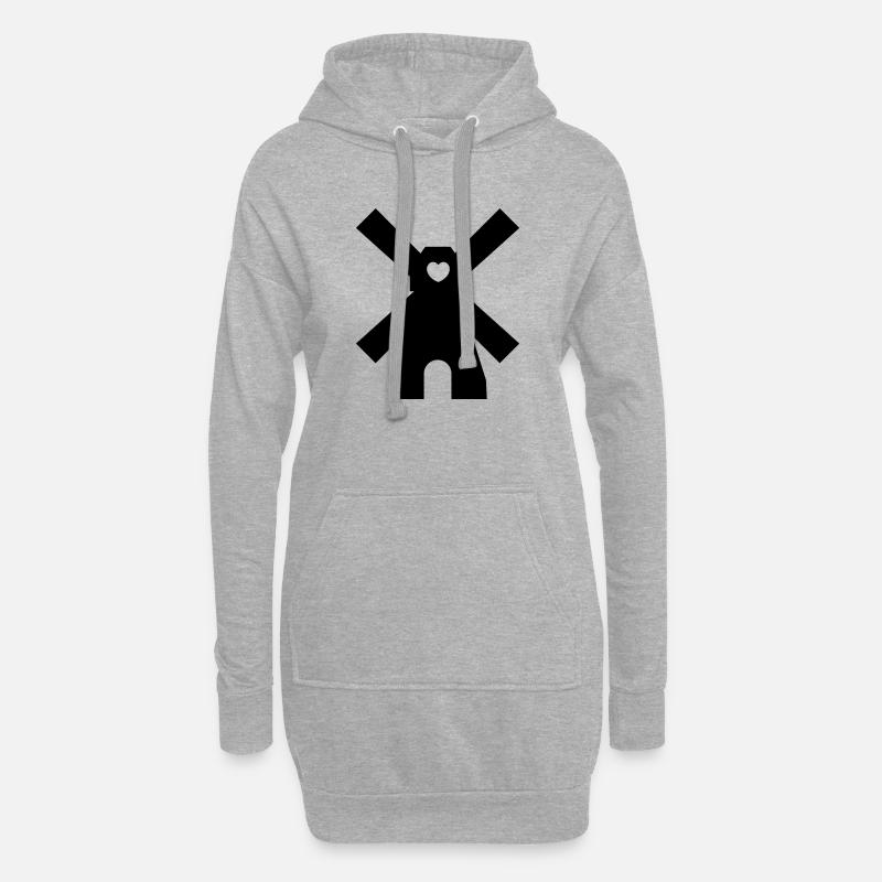 Windmühle - Hoodie-Kleid - Grau meliert