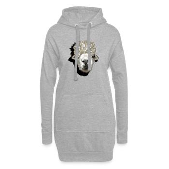 Alpaka lustiges Lama Kopf comic cartoon Symbol - Hoodie-Kleid - Grau meliert - Vorne