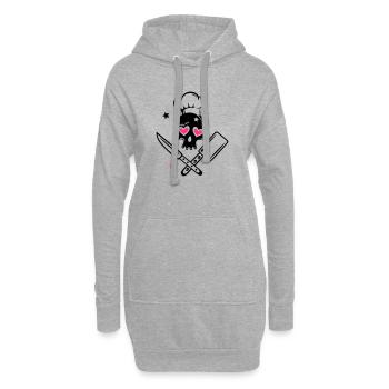 Totenkopf girlie mit Kochmütze und Messern - Hoodie-Kleid - Grau meliert - Vorne