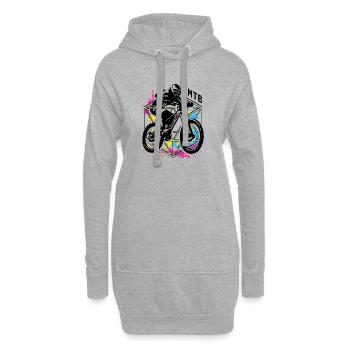 MTB - Buntes Mountainbike Rad - Mountainbiker - Hoodie-Kleid - Grau meliert - Vorne