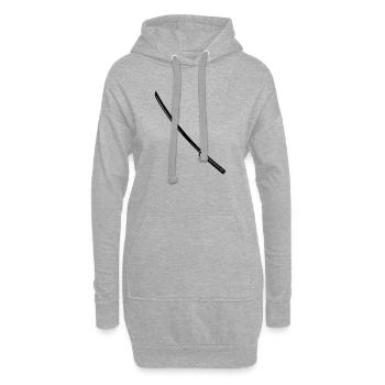 Katana sabre japonais - Sweat-shirt à capuche long Femme - gris chiné - Devant