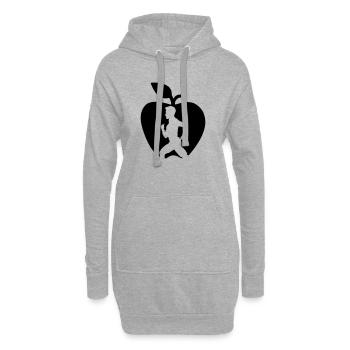 Gesunder Fruchtläufer im Apfel ausgeschnitten - Hoodie-Kleid - Grau meliert - Vorne