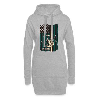Joueurs de cornemuse - Sweat-shirt à capuche long Femme - gris chiné - Devant