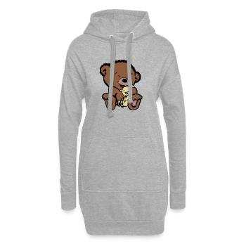 Bärenmama mit Baby – süßes Mama Kind Tiermotiv - Hoodie-Kleid - Grau meliert - Vorne