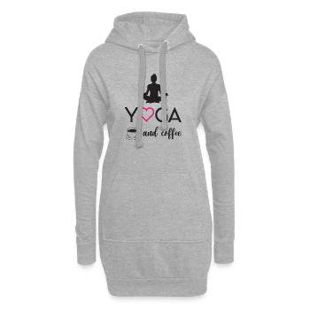 Yoga et café - Sweat-shirt à capuche long Femme - gris chiné - Devant