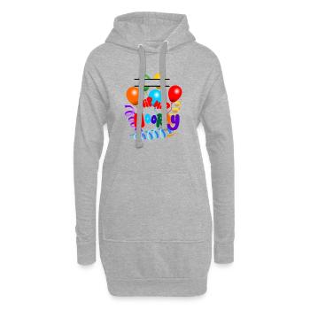 Hüfte Hurra Luftballons und Girlanden Namensbanner - Hoodie-Kleid - Grau meliert - Vorne