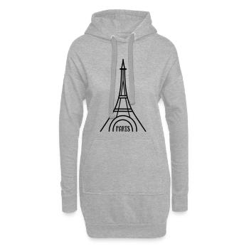 Paris avec la Tour Eiffel - Sweat-shirt à capuche long Femme - gris chiné - Devant