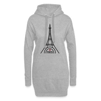 J’adore Paris - Sweat-shirt à capuche long Femme - gris chiné - Devant