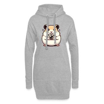 Appareil photo Hamster - Sweat-shirt à capuche long Femme - gris chiné - Devant